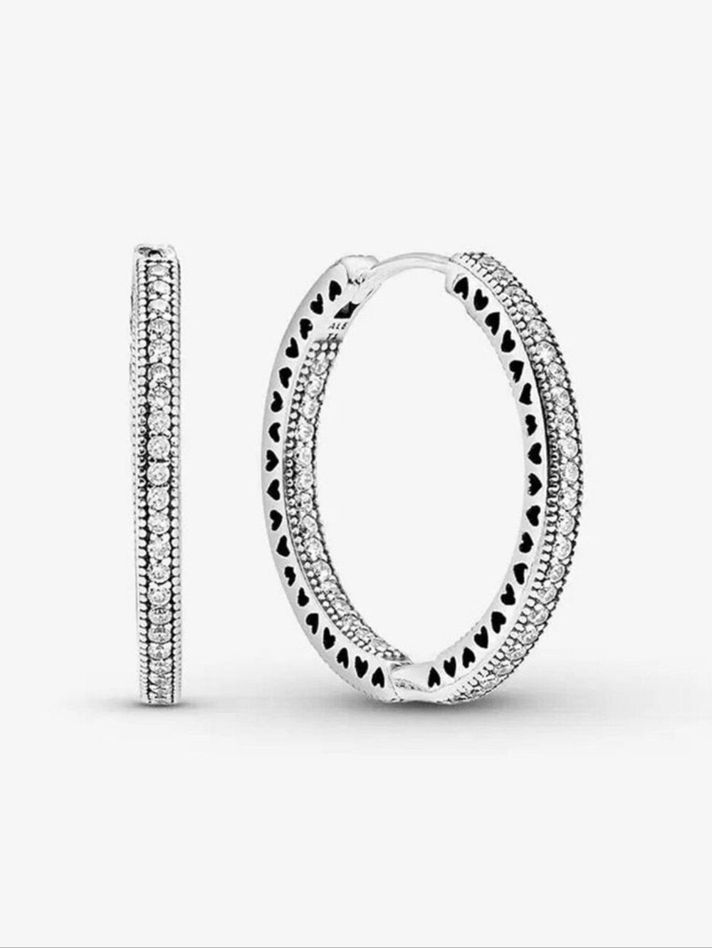 Pandora Pave Silver Hoop Earrings
